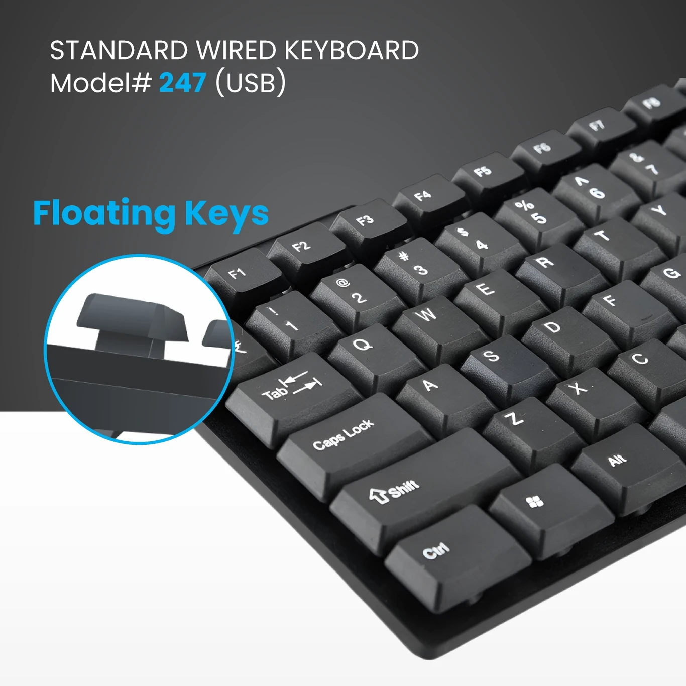 PRODOT QWERTY Keyboard with Low Profile Keys for Windows, Mac, PC, Laptop (KB-Alive) Wired USB Standard Multi-device Keyboard Compatible with Desktop, Laptop, Mac stand support,KB-Alive (Black)